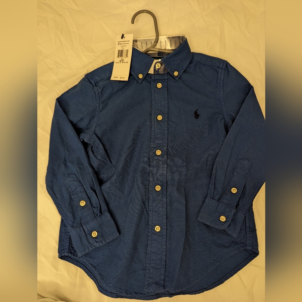 Brand New with Tag long sleeve dark blue 4t Ralph Lauren boy shirt
